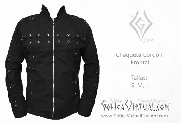 chaqueta drill cordon frontal masculina prendas negra frontales metal metalera quito pedidos internet ventas domicilio 