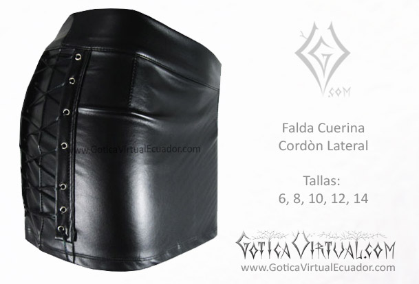 falda cuerina cadenas frontales rockera mujer dama prendas metal metalera quito pedidos internet ventas domicilio 