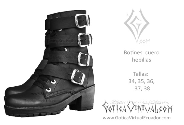 botines hebillas cuero   femeninas metal metalera quito pedidos internet ventas domicilio 